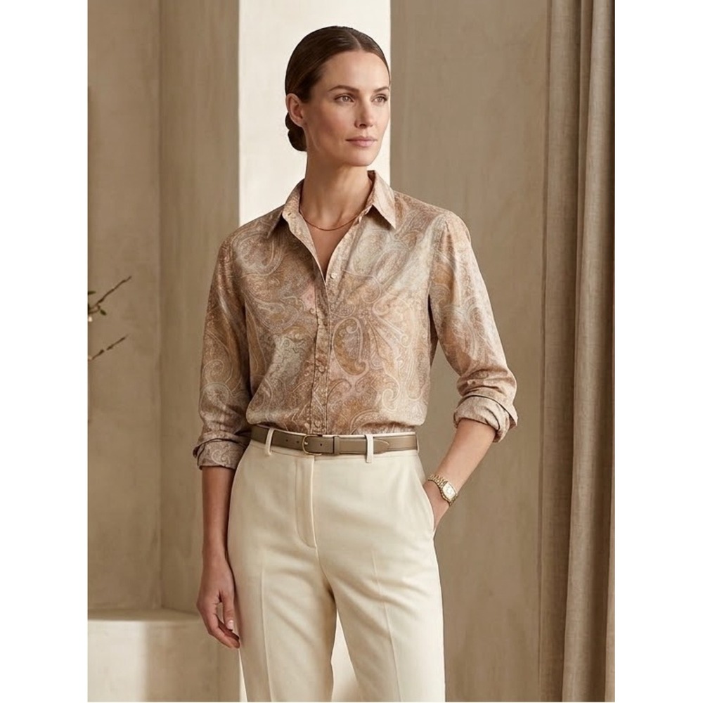 Vintage Lauren Ralph Lauren Cotton Paisley Button Down Shirt XL Quiet Luxury